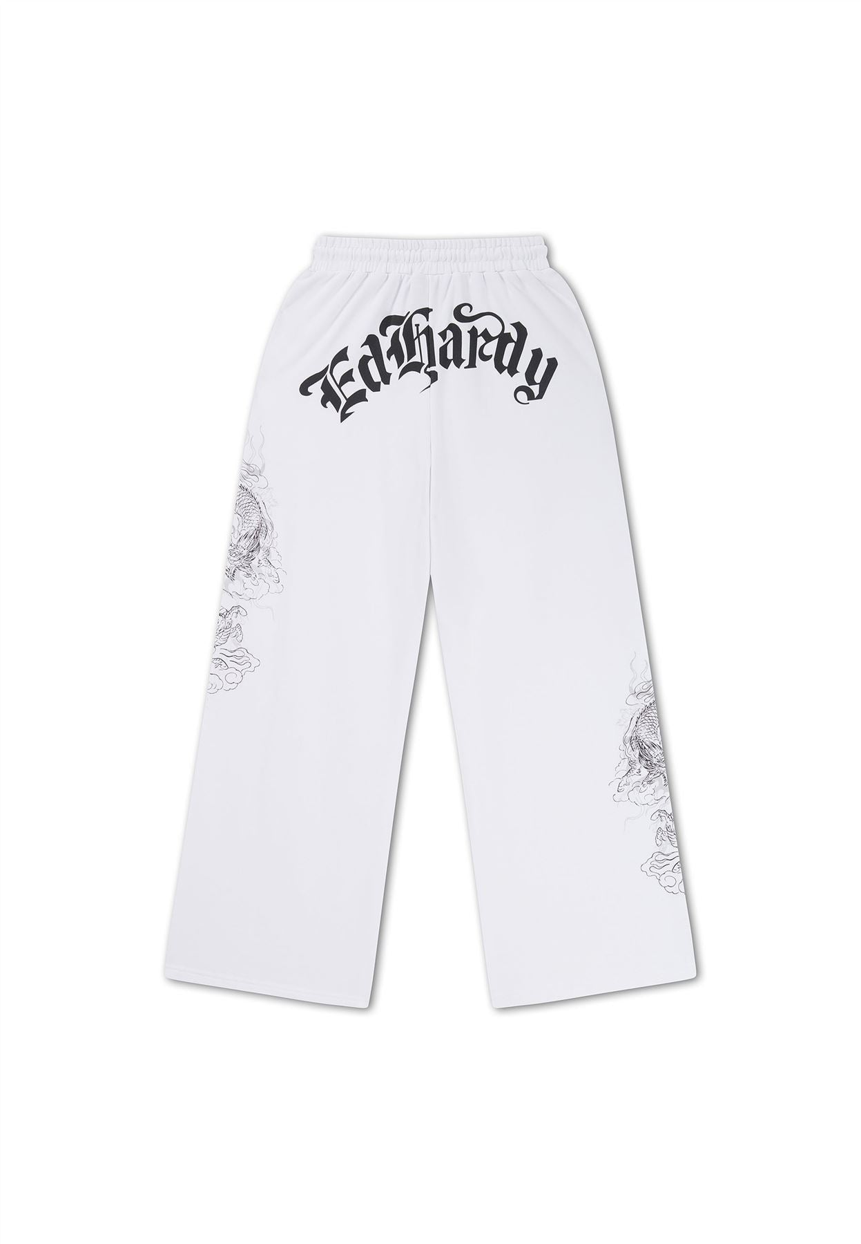 Ed Hardy Gothic Dragon Stone Wash Pantalons De Jogging Blancs Pour Femmes