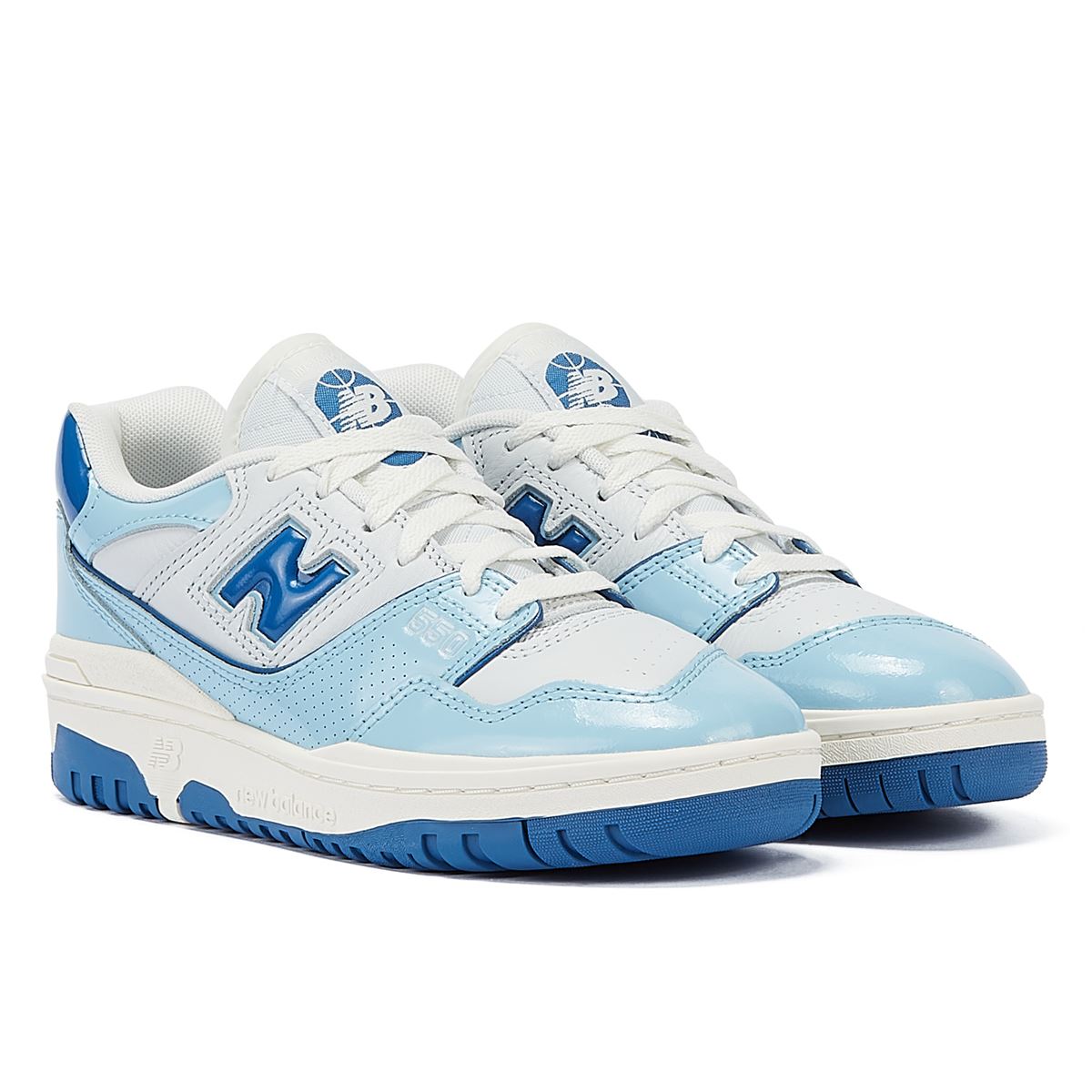 New Balance 550 Baskets Blanches/Bleues En Chrome Breveté