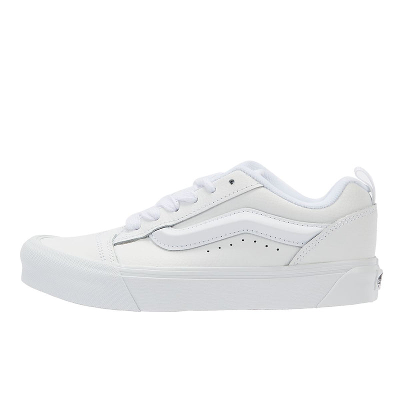 Vans Baskets Blanches En Cuir Véritable Pour Femmes Knu Skool