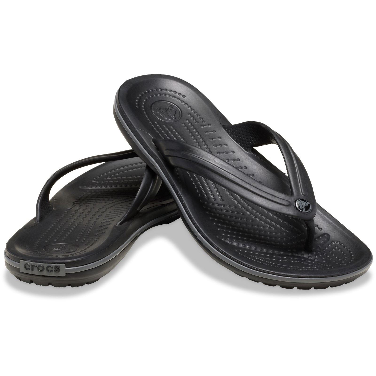 Crocs Crocband Flip Tongs En Caoutchouc Noir/Grey Ardoise