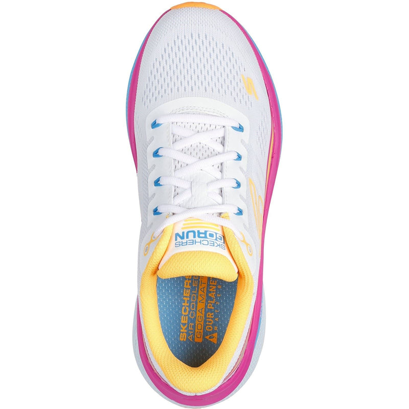 Skechers Performance Max Cushioning Propulsion Chaussures De Sport Pour Femmes Blanc/orange En Textile