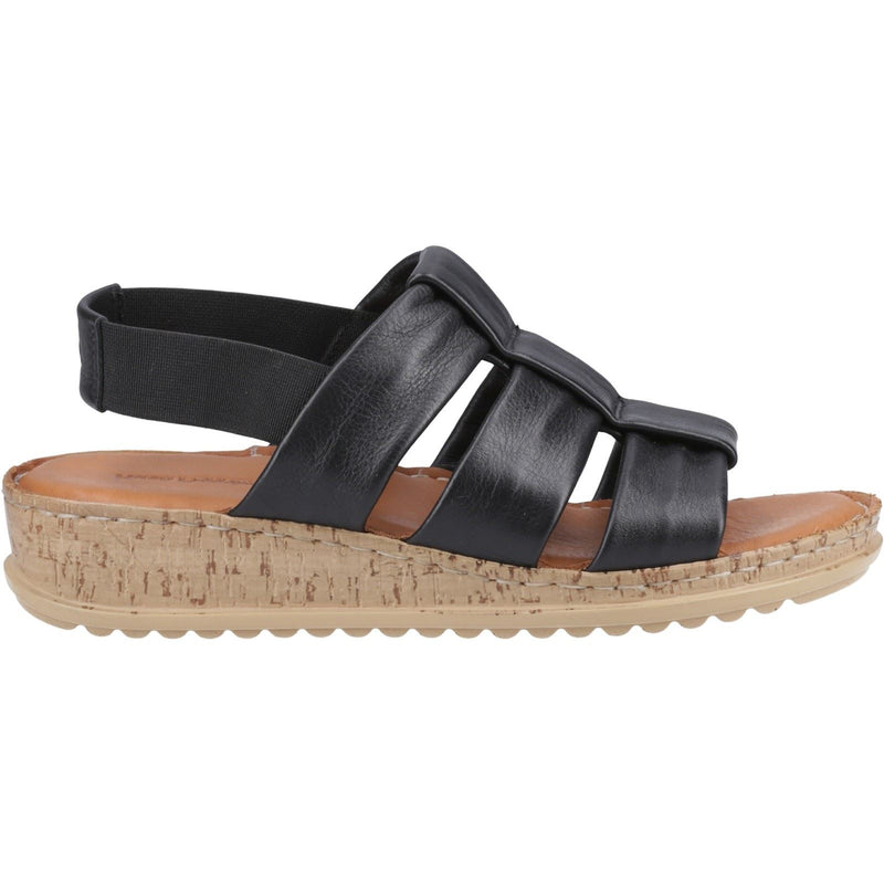 Hush Puppies Eden Gladiator Sandales Noires Pour Femmes En Cuir