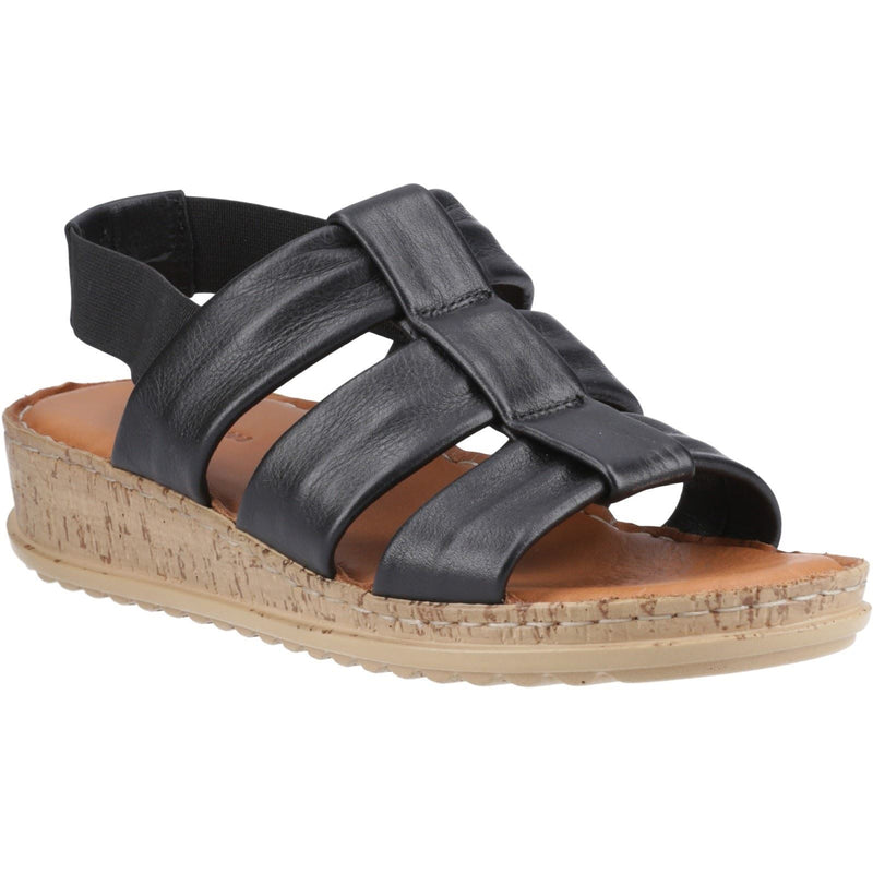 Hush Puppies Eden Gladiator Sandales Noires Pour Femmes En Cuir