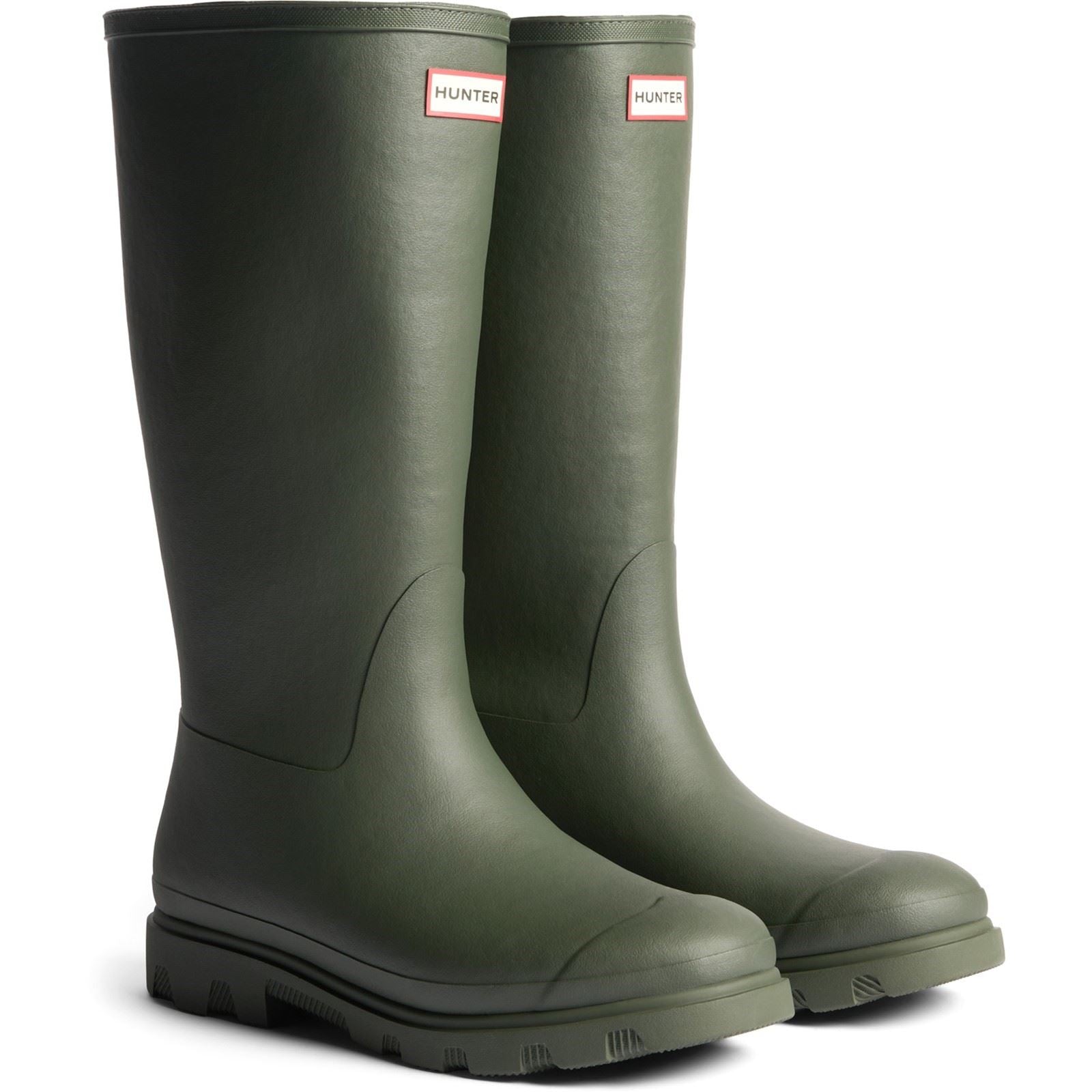 Hunter Downpour Tall Insulated Bottes De Wellington Pour Hommes En Caoutchouc Vert Olive Foncé
