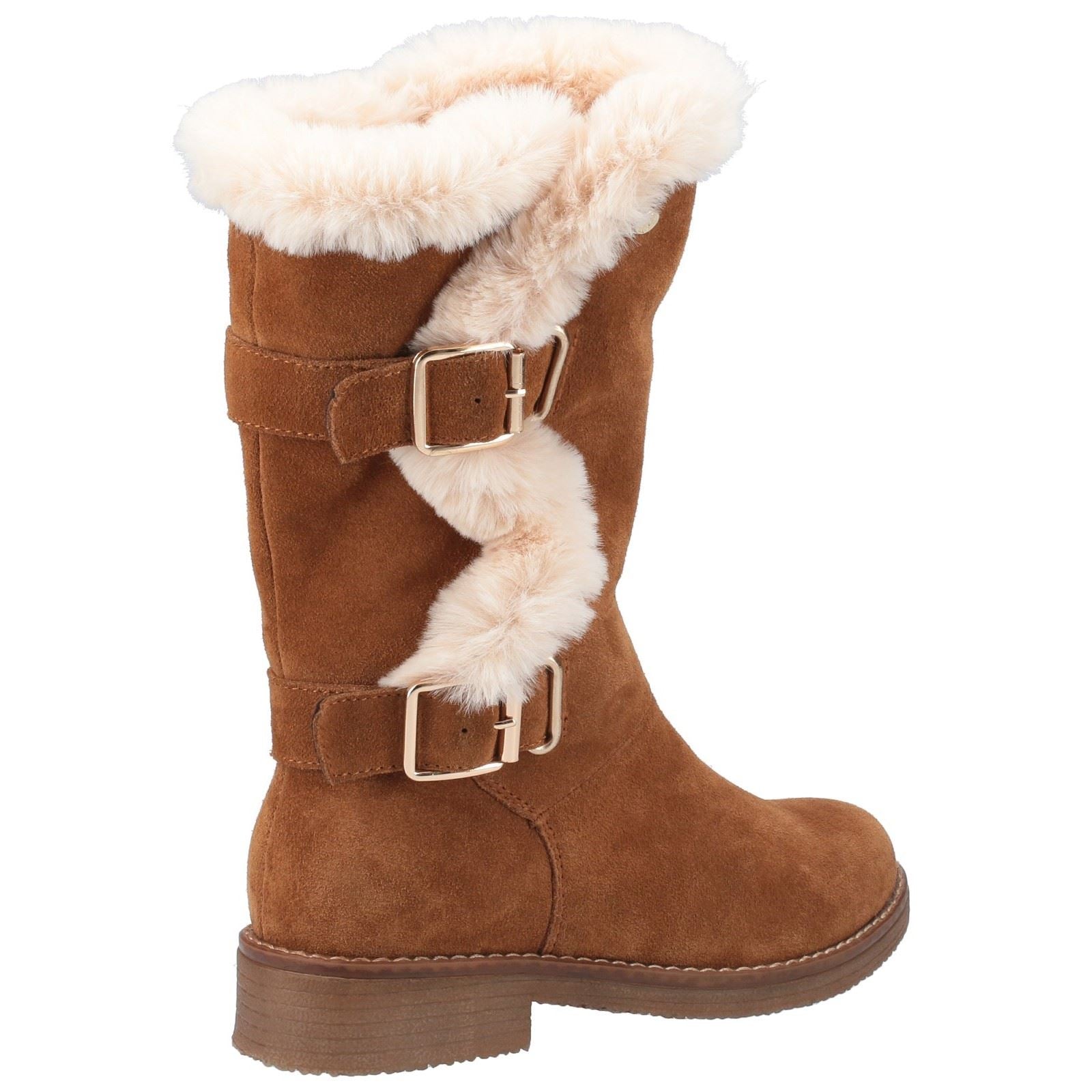 Hush Puppies Megan Wide Bottes En Daim Pour Femme En Couleur Beige
