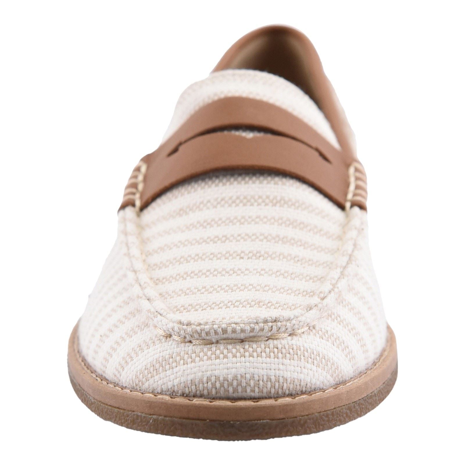 Sperry Port Driving Mocassins Femmes Blancs/Marron En Textile