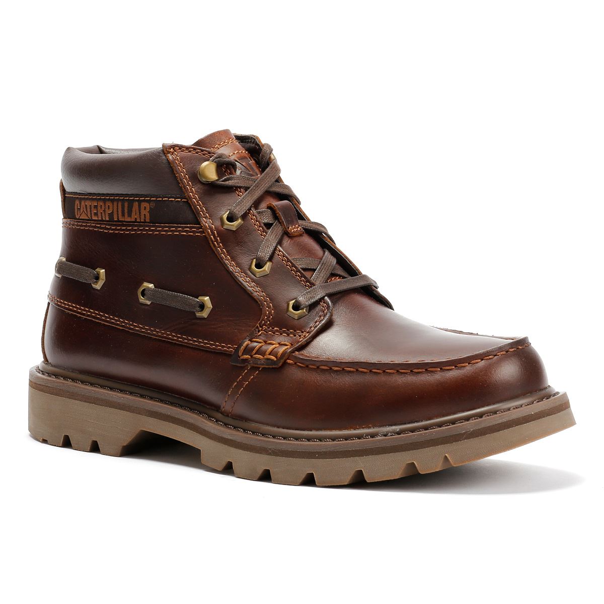 Caterpillar Colorado Boat Mid Bottes En Cuir Pour Hommes Marron