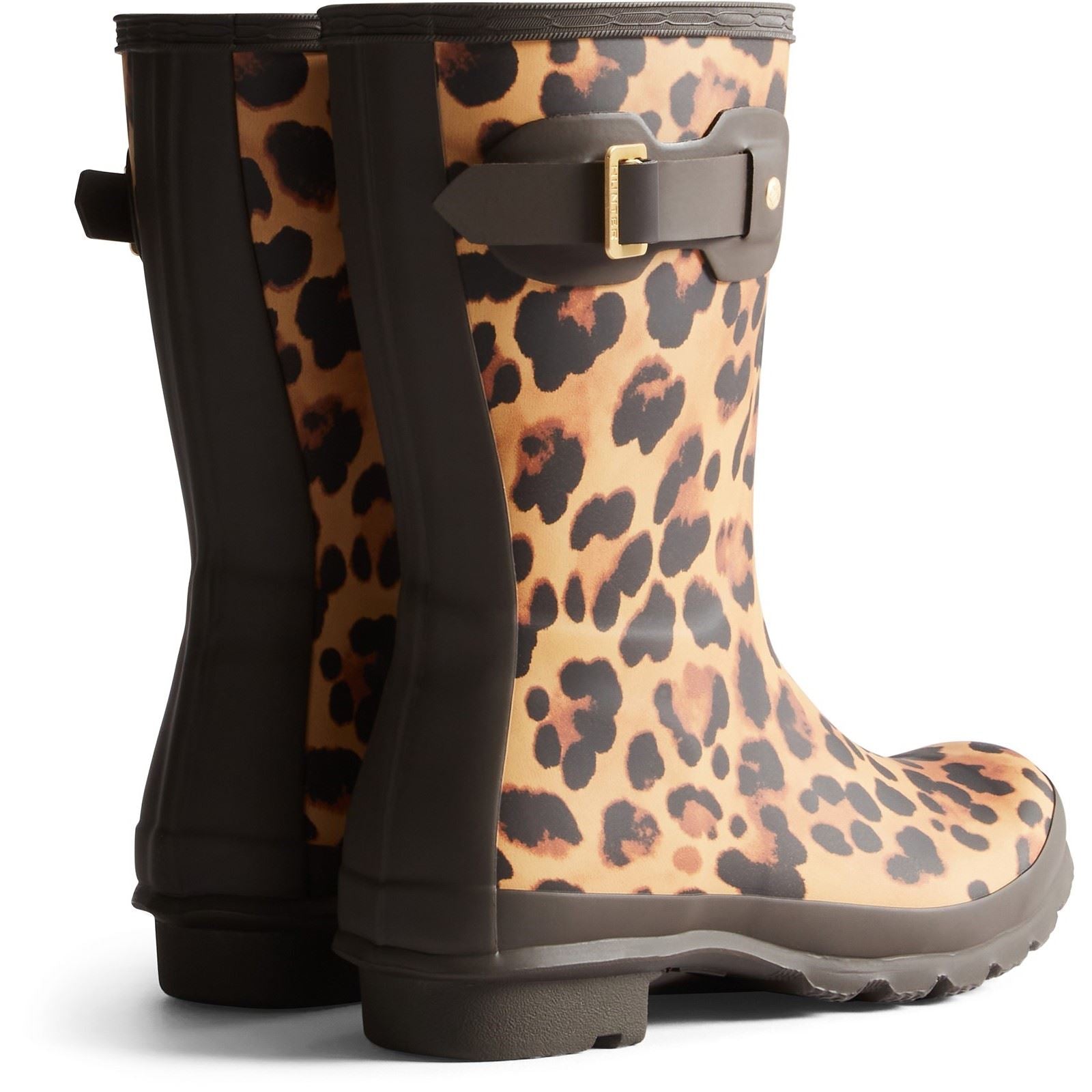 Hunter Original Short Leopard Boot Bottes En Caoutchouc Pour Femmes Imprimé Léopard/Marron Chocolat