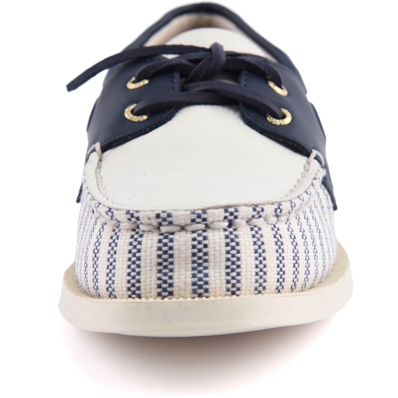 Sperry Authentic Original Chaussures Bateau Femmes Blanches/Marines En Textile