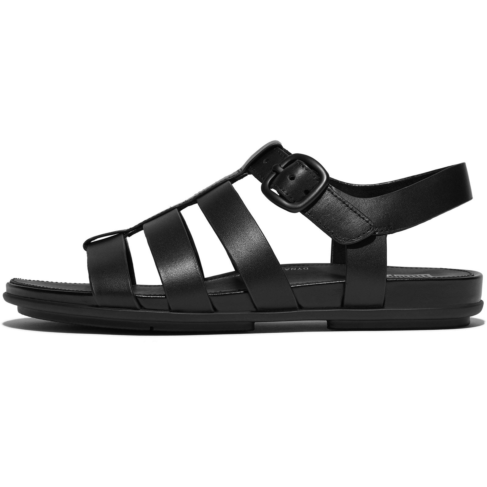 Fitflop Gracie Fisherman Sandales En Cuir Tout Noir Pour Femmes