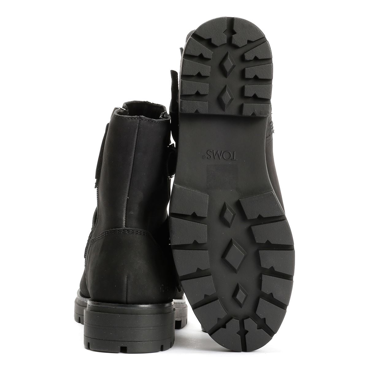 TOMS Ionie Moto Bottes Noires En Nubuck Pour Femmes