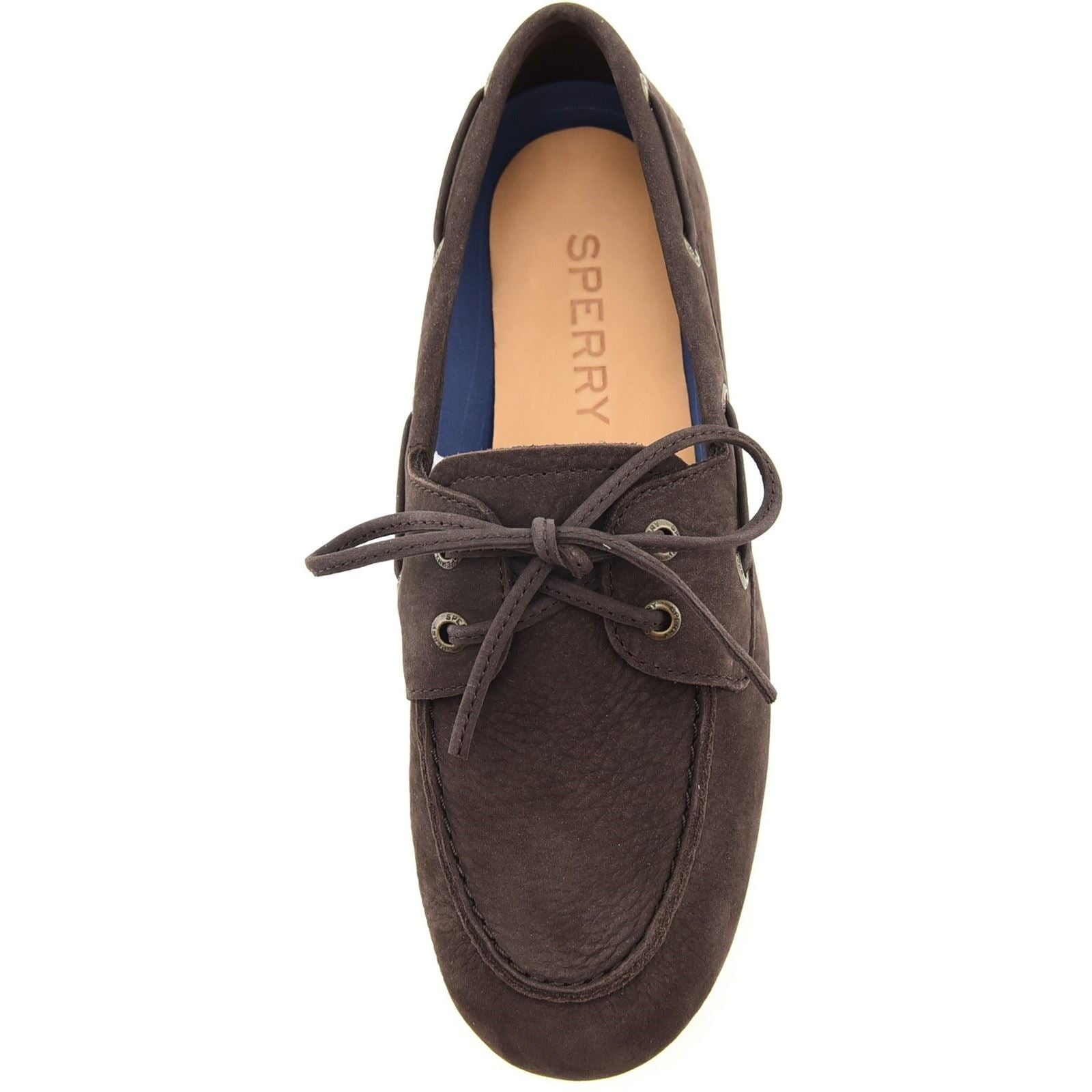 Sperry Slim Boat Bateaux En Cuir Pour Femmes Marron Foncé