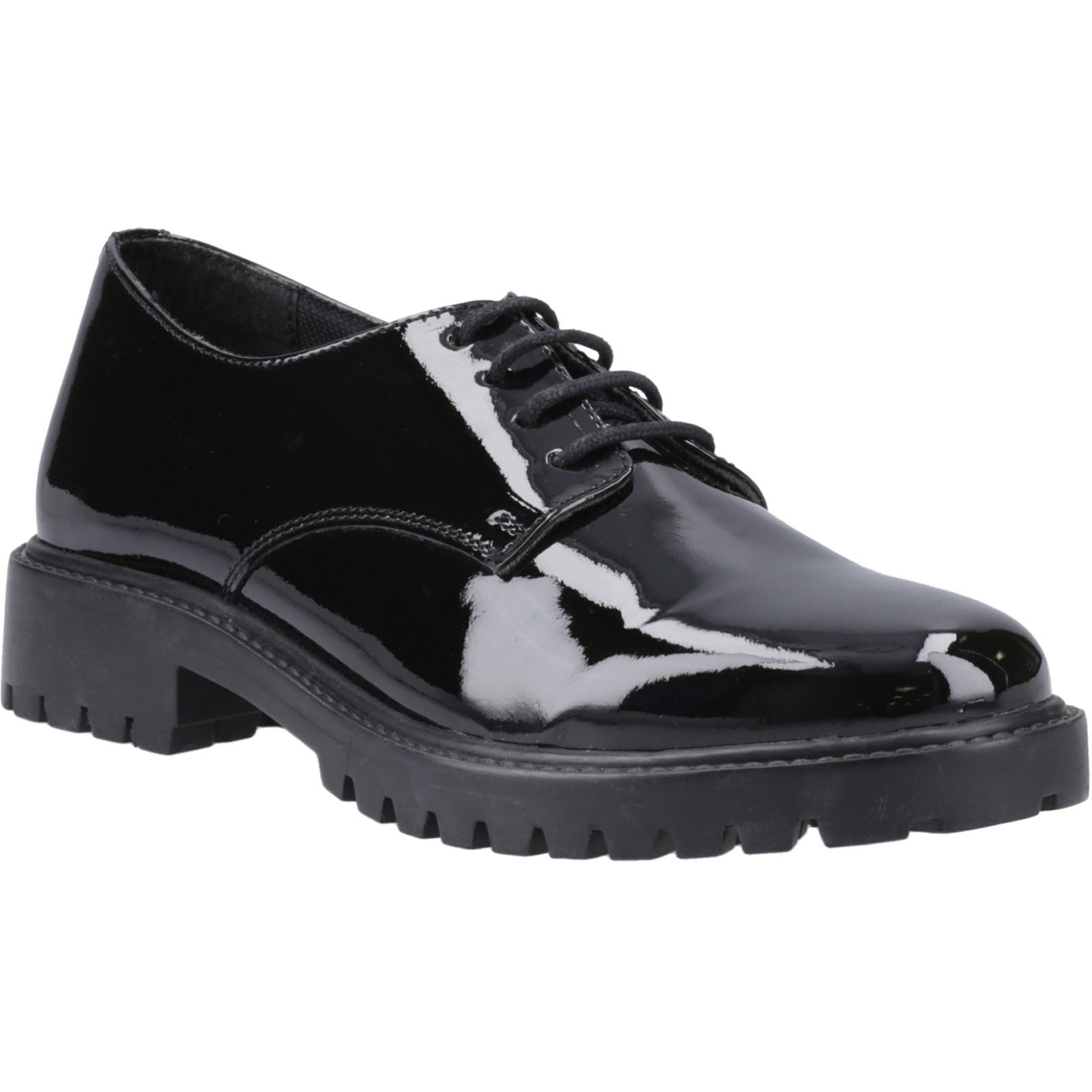 Hush Puppies Aubrey Chaussures Noires Derby En Cuir Pour Filles