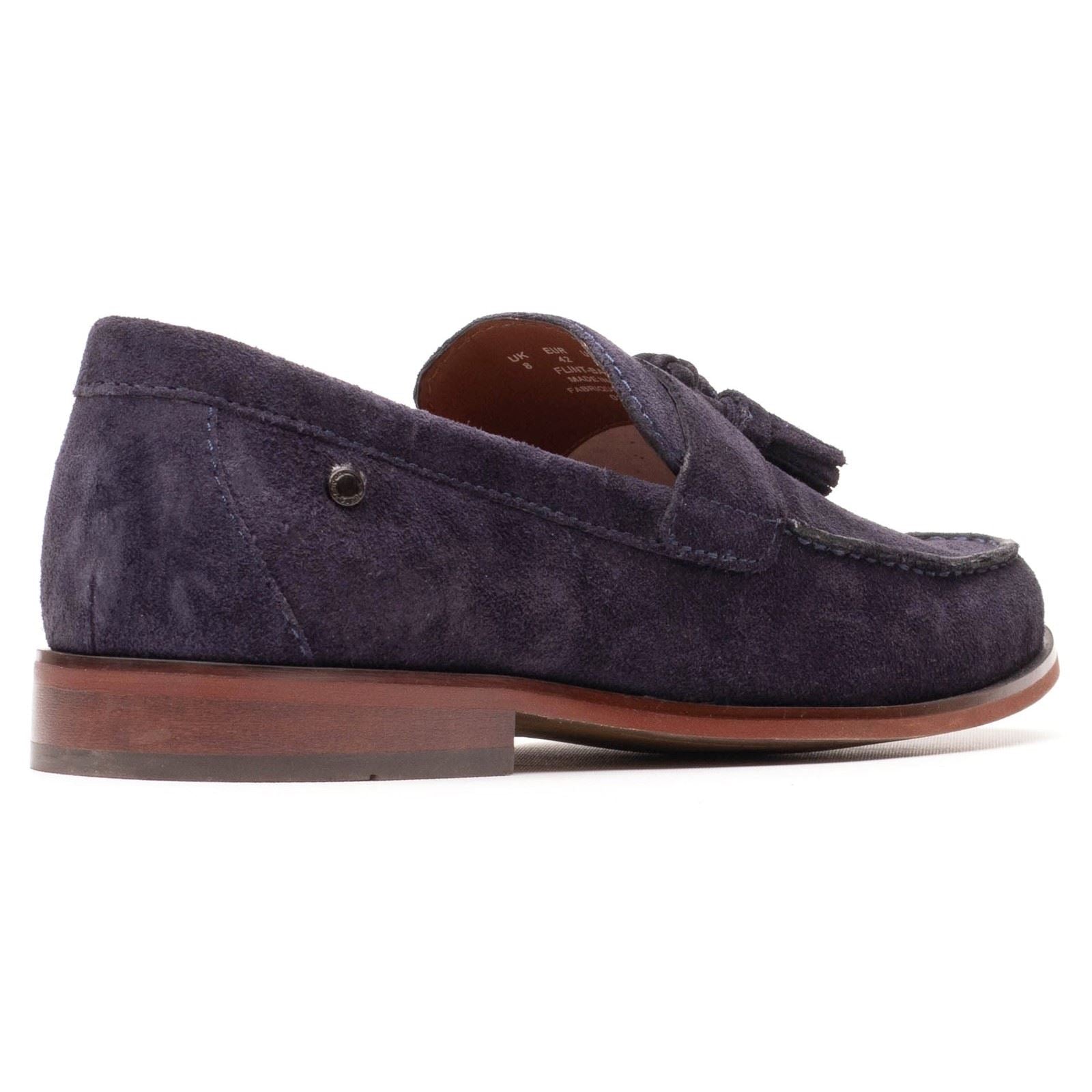 Base London Flint Mocassins En Cuir Pour Hommes Bleu Marine