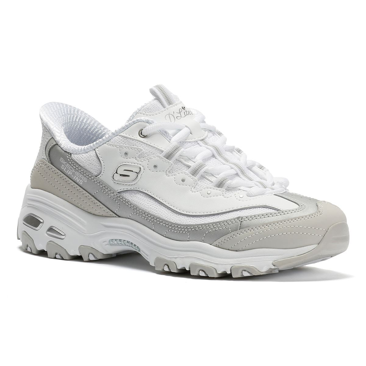 Skechers Slip-Ins D'Lites Smooth Baskets Blanches Pour Femmes