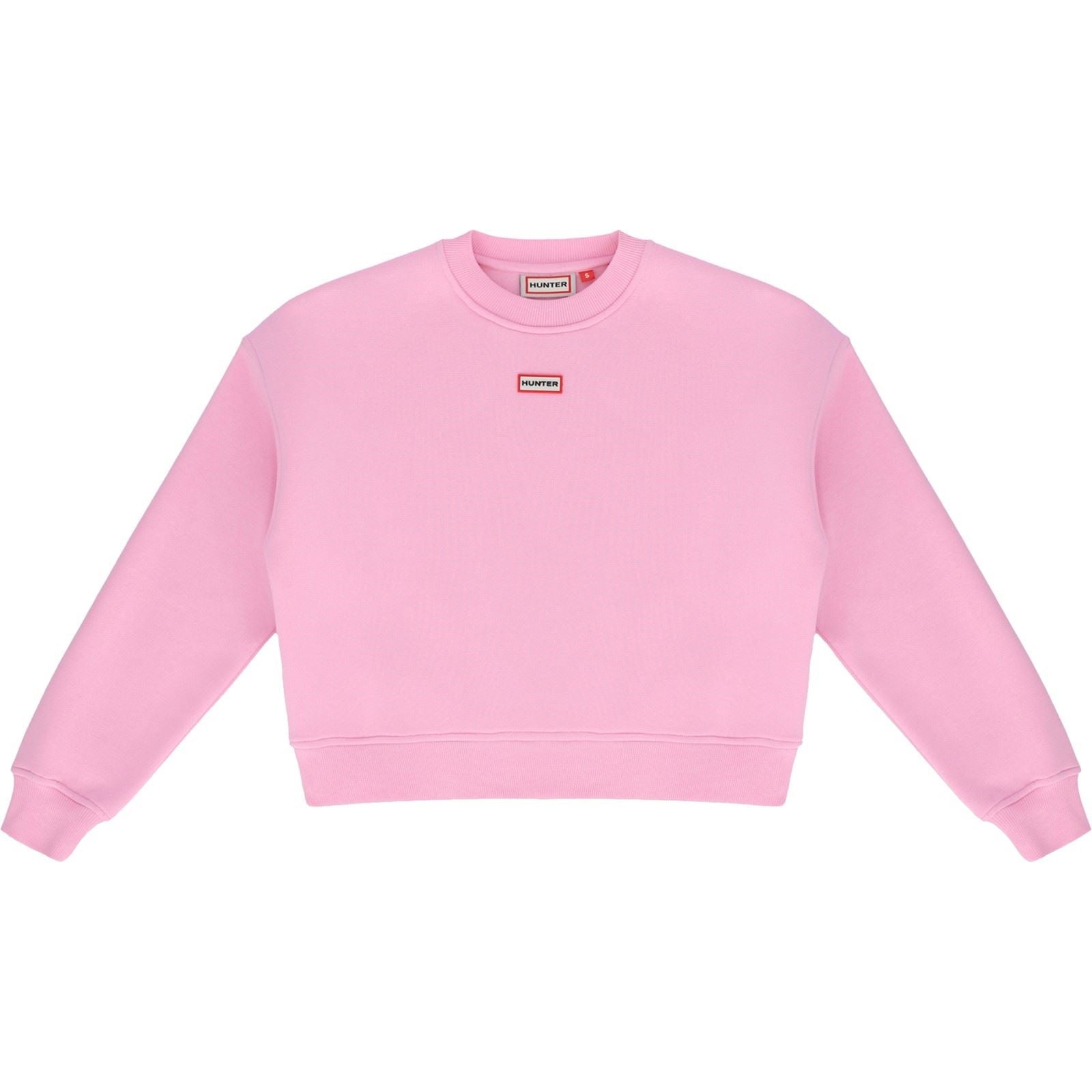 Hunter Tina Logo Cropped Crew Sweatshirt En Coton Pour Femme Rose