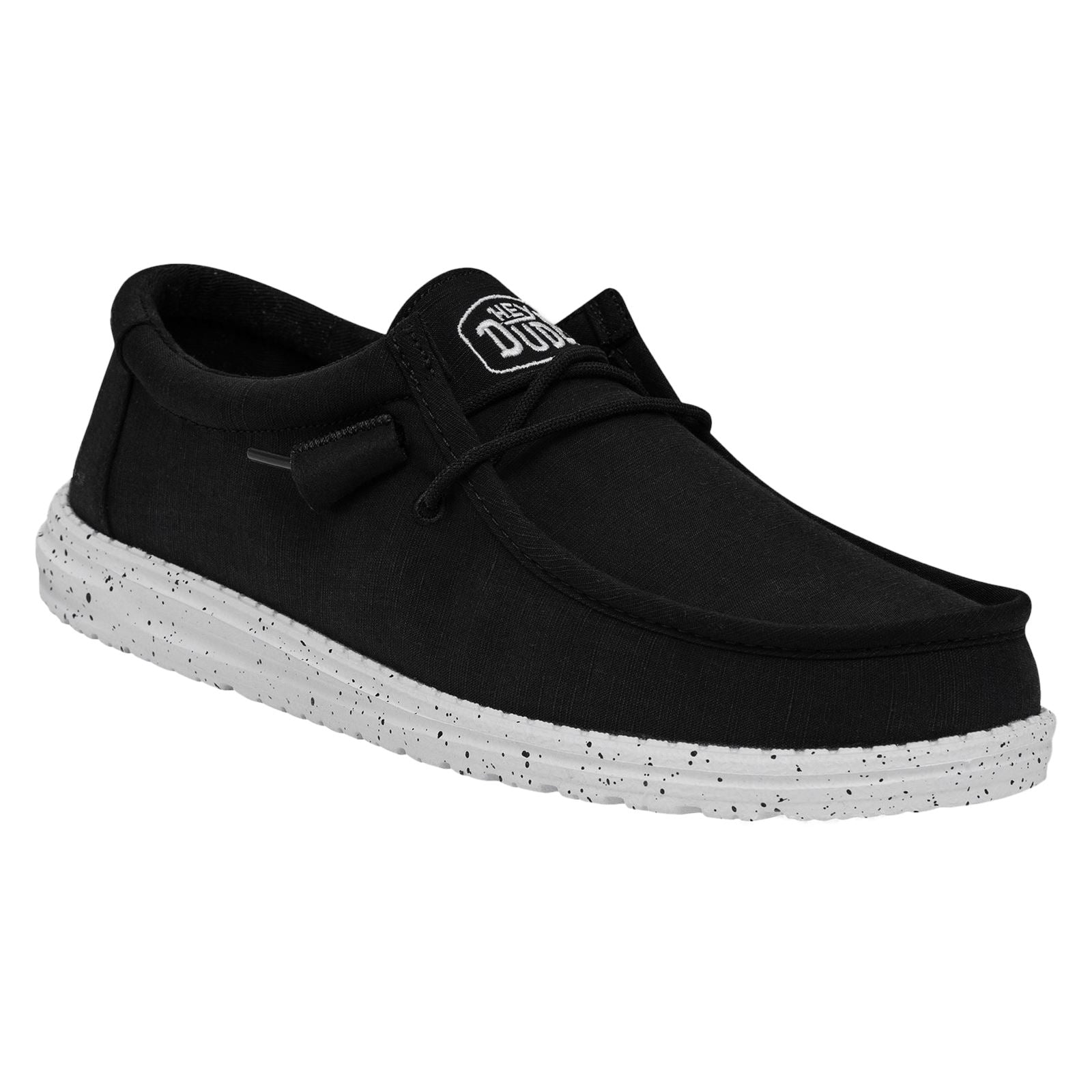 HEYDUDE Wally Slub Chaussures Bateau Noires Pour Hommes