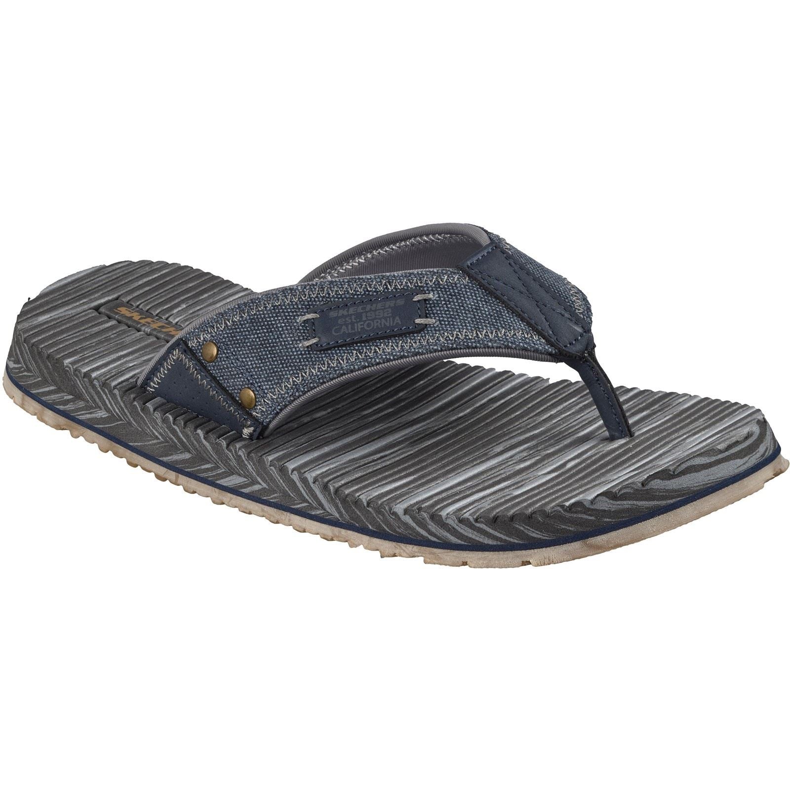 Skechers Quill Tongs En Textile Pour Hommes Bleu Marine