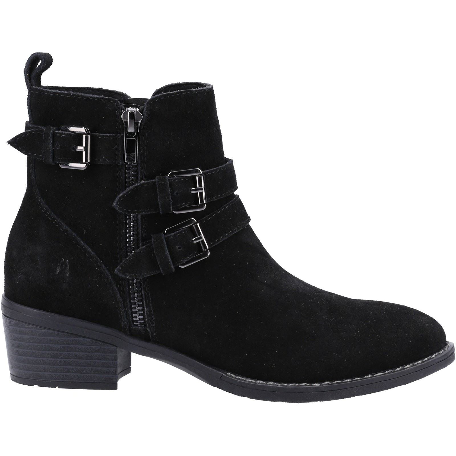 Hush Puppies Jenna Bottes Noires En Cuir Pour Femmes