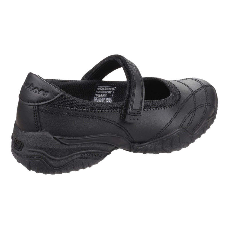 Skechers Velocity Pouty Chaussures Noires Pour Filles En Cuir
