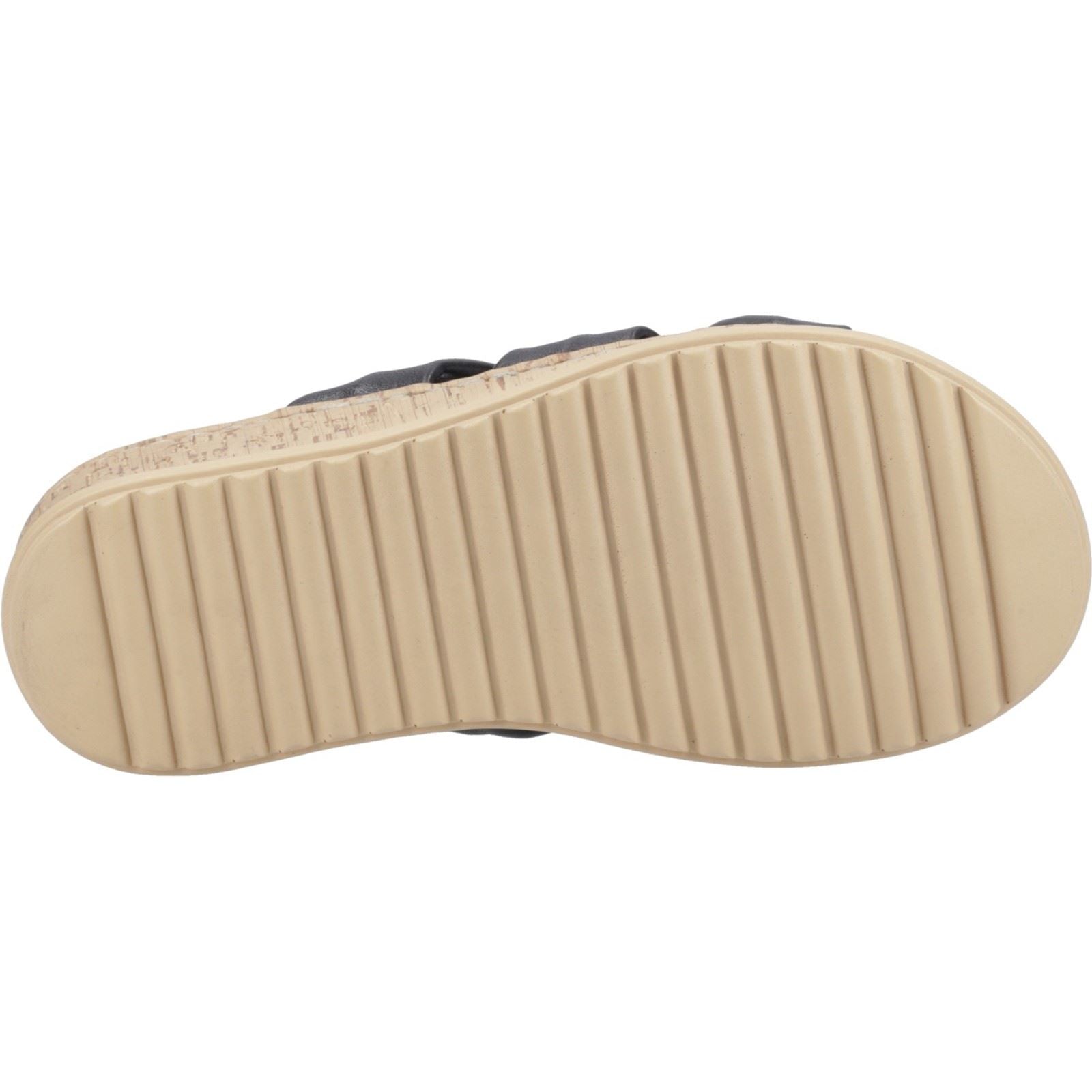 Hush Puppies Eden Wide Fit Sandales Noires Pour Femmes En Cuir