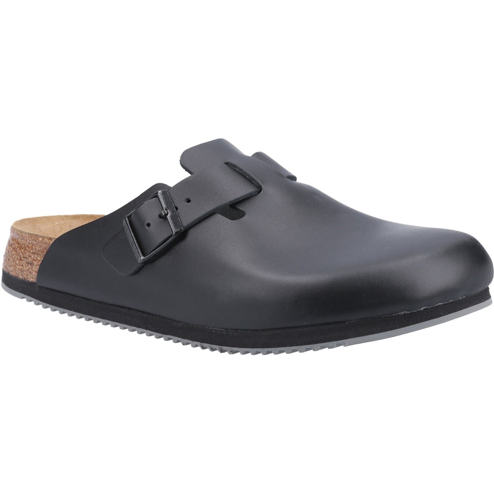 Birkenstock Boston Super Grip Cuir Noir Pour Homme