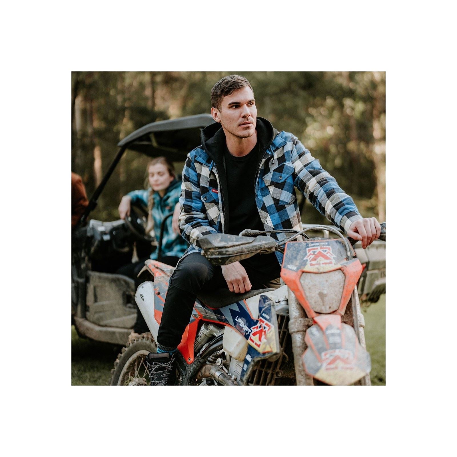Hard Yakka Quilted Flannel Shacket Veste Chemise Bleue Pour Homme