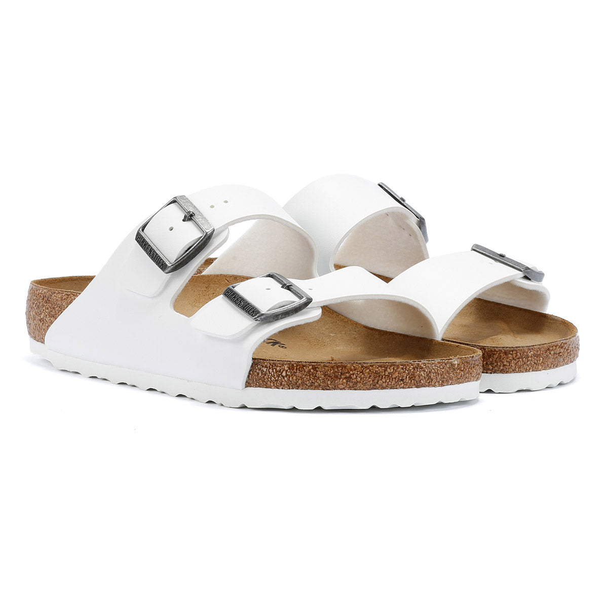 Birkenstock Arizona Birko-Flor Sandales blanches régulières pour femmes