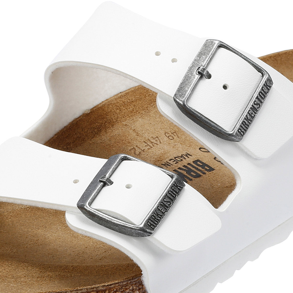 Birkenstock Arizona Birko-Flor Sandales blanches régulières pour hommes
