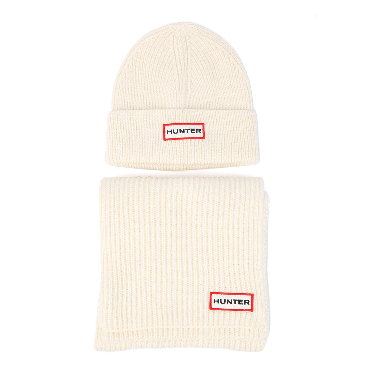 Hunter Jura Beanie Hat/Scarf Boxset Blanc Acrylique