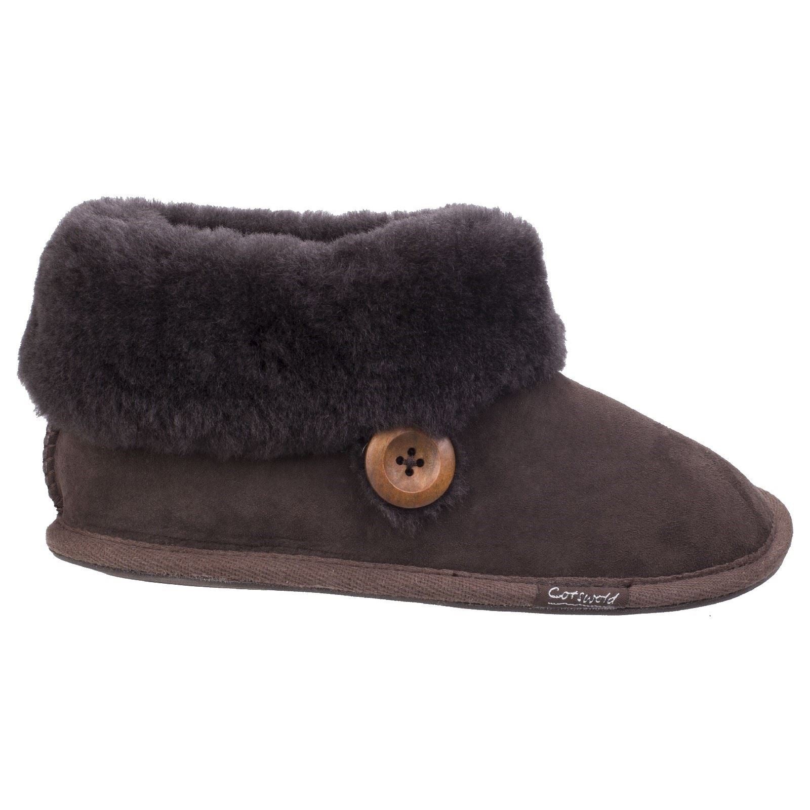 Cotswold Wotton Chaussons En Cuir Pour Femme Couleur Chocolat