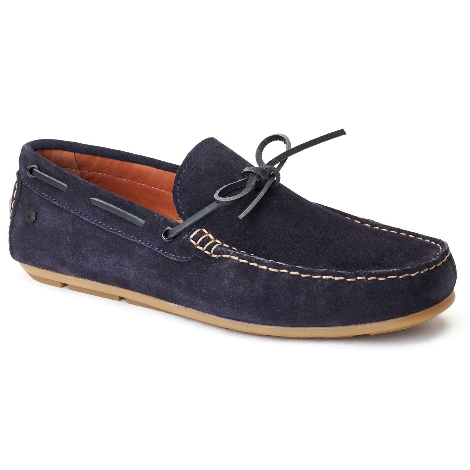 Base London Brooks Mocassins En Cuir Pour Hommes Bleu Marine