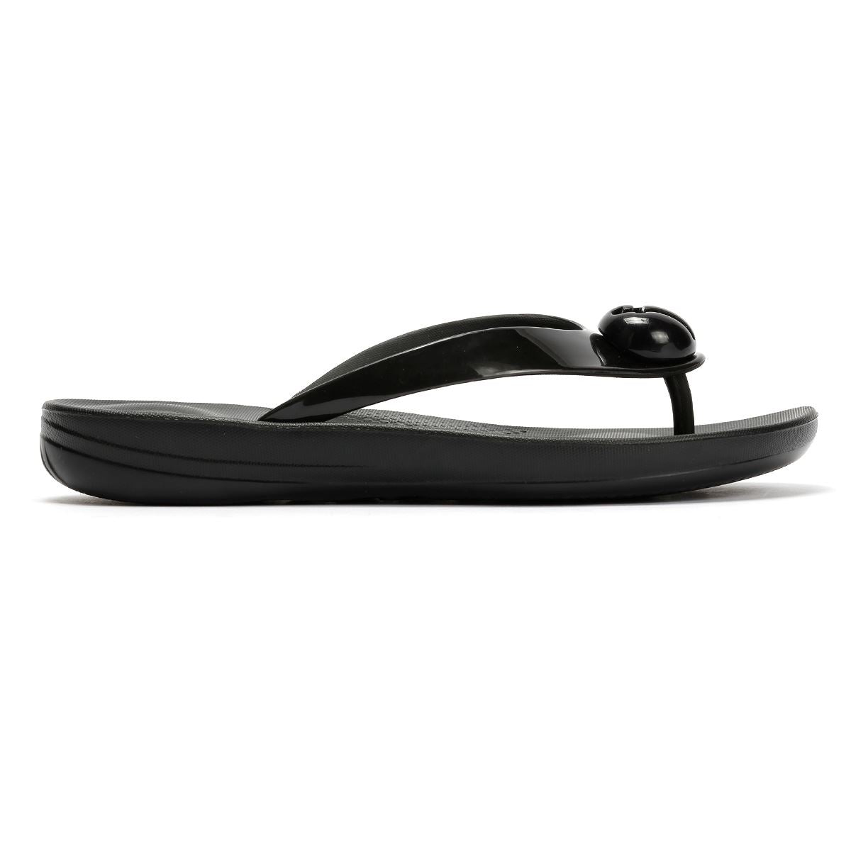 FitFlop Iqushion Glossy Button Sandales Érivées Noires Pour Femmes