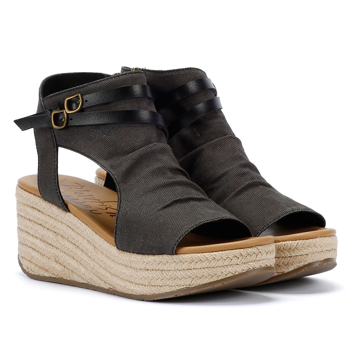 Blowfish Malibu Lacey Sandales En Denim Noir Pour Femmes