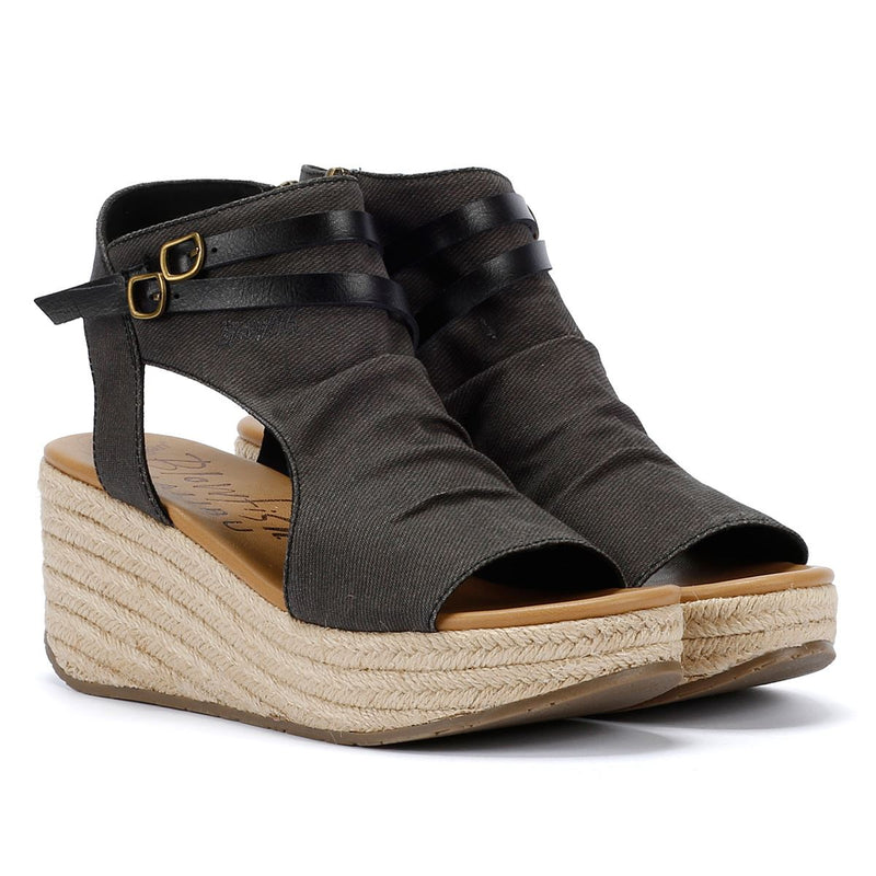 Blowfish Malibu Lacey Sandales En Denim Noir Pour Femmes