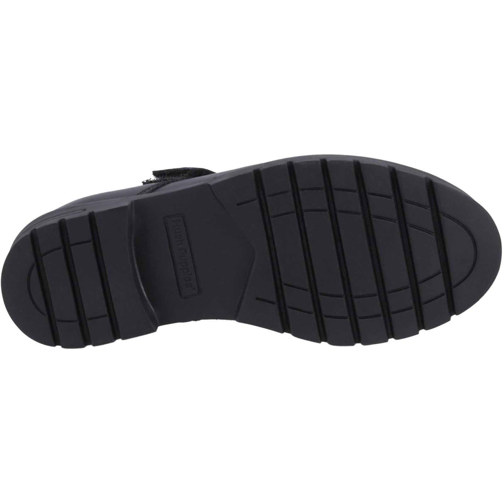 Hush Puppies Sabrina Junior Chaussures Noires Pour Filles En Cuir