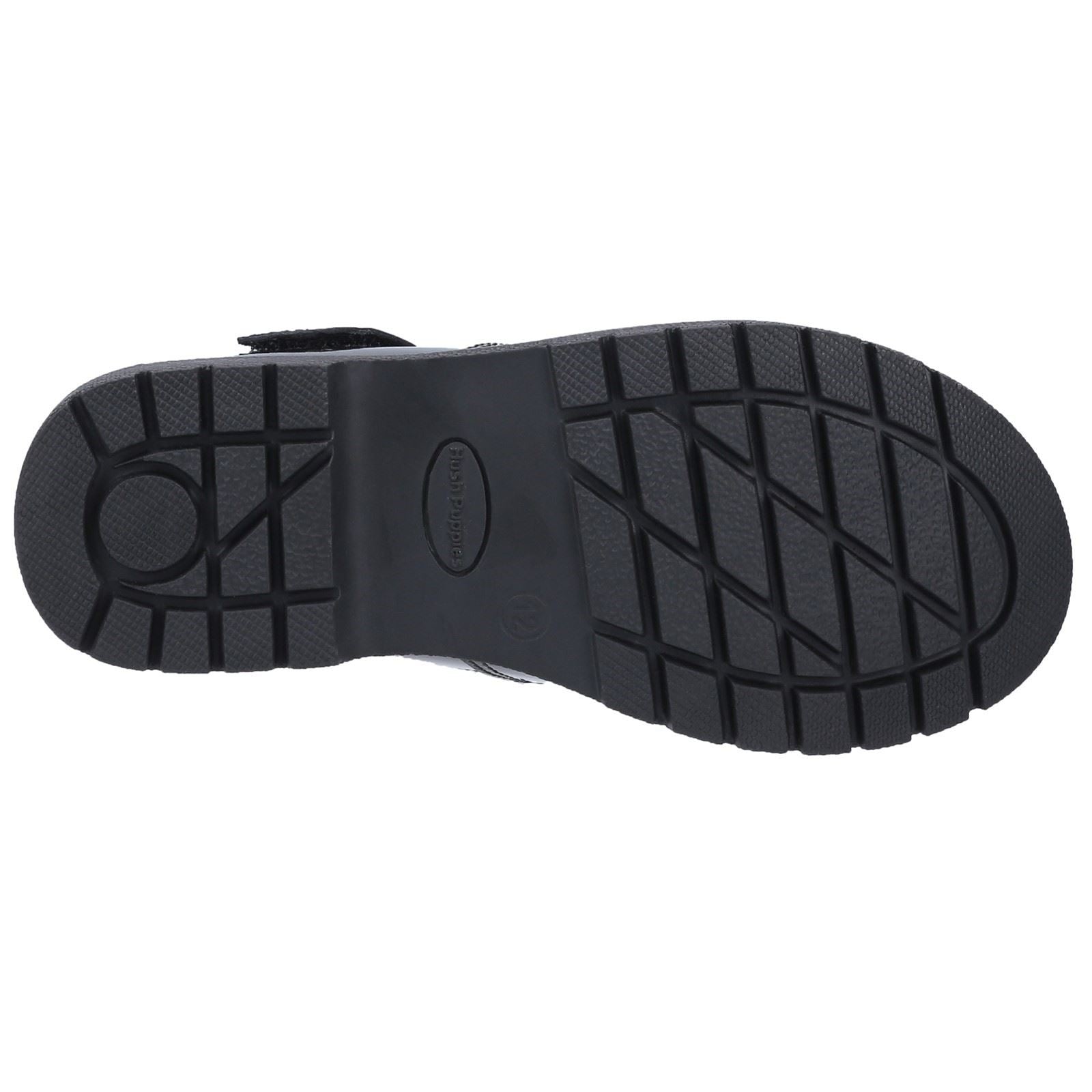 Hush Puppies Gracie Senior Patent Chaussures Noires En Cuir Verni Pour Filles