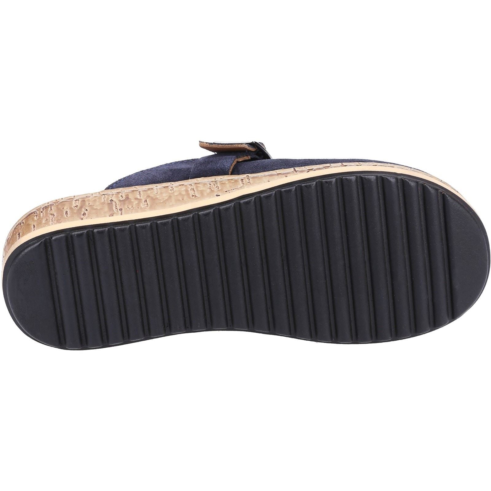 Hush Puppies Sorcha Mule Sandales En Daim Bleu Marine Pour Femme En Cuir.