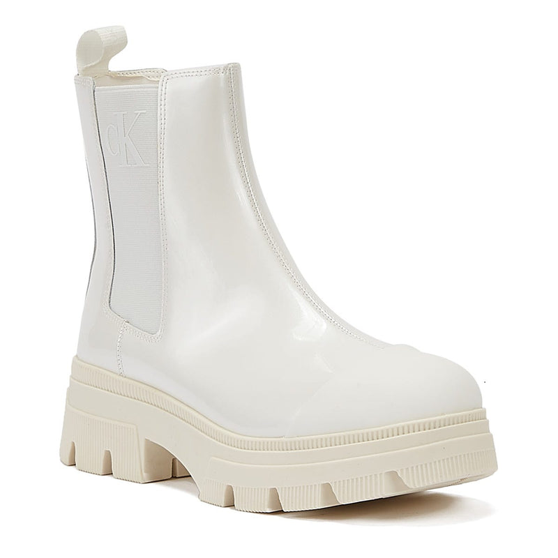 Calvin Klein Chunky Combat Chelsea Womens White Boots