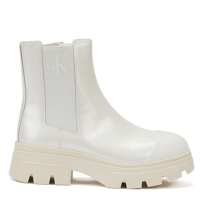 Calvin Klein Chunky Combat Chelsea Womens White Boots