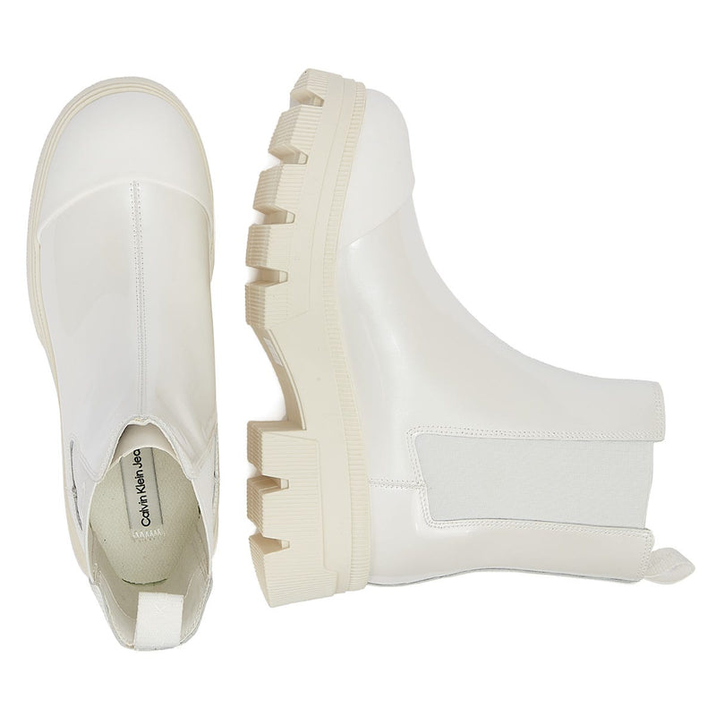 Calvin Klein Chunky Combat Chelsea Womens White Boots