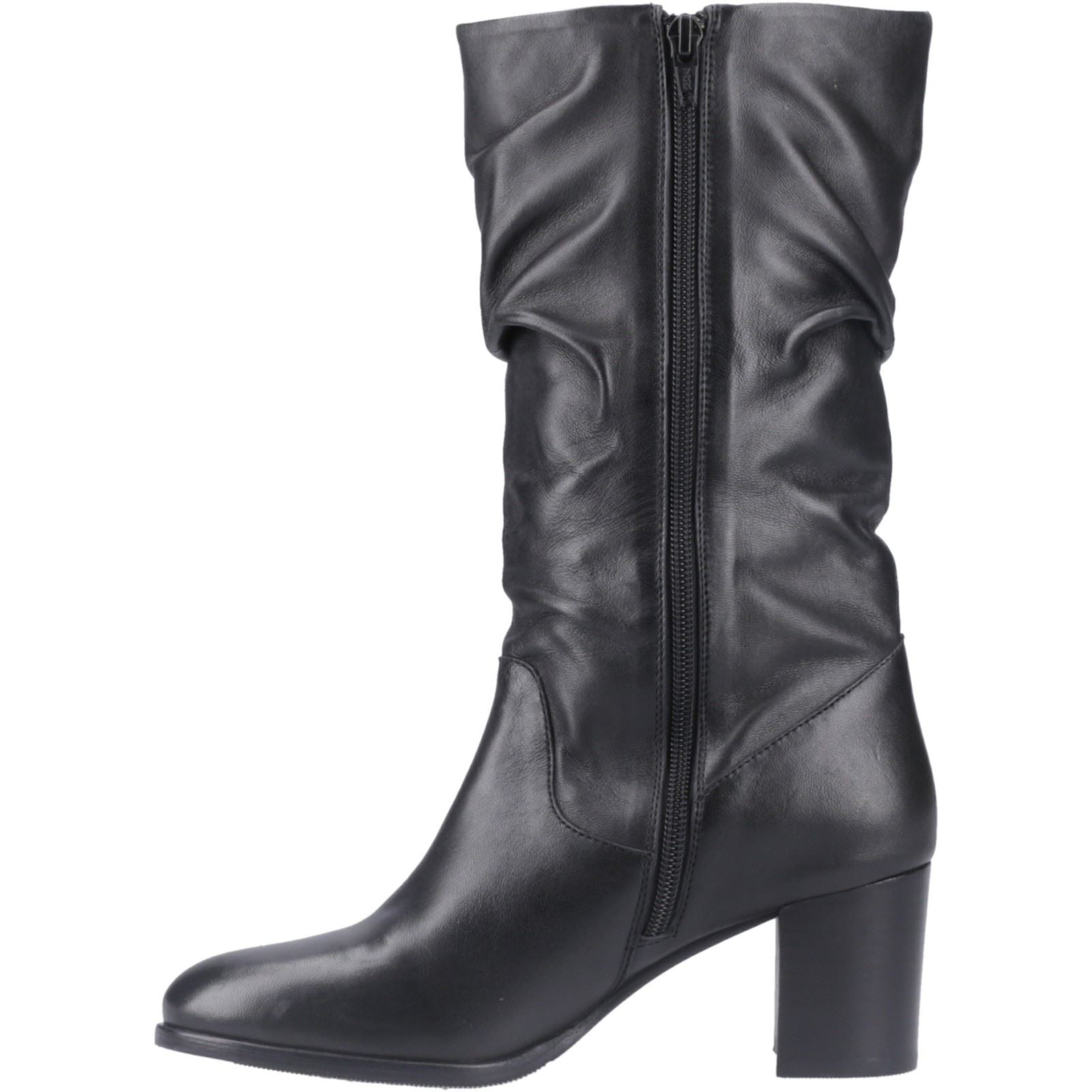 Hush Puppies Cosima Bottes Noires Montantes En Cuir À Talons Pour Femmes