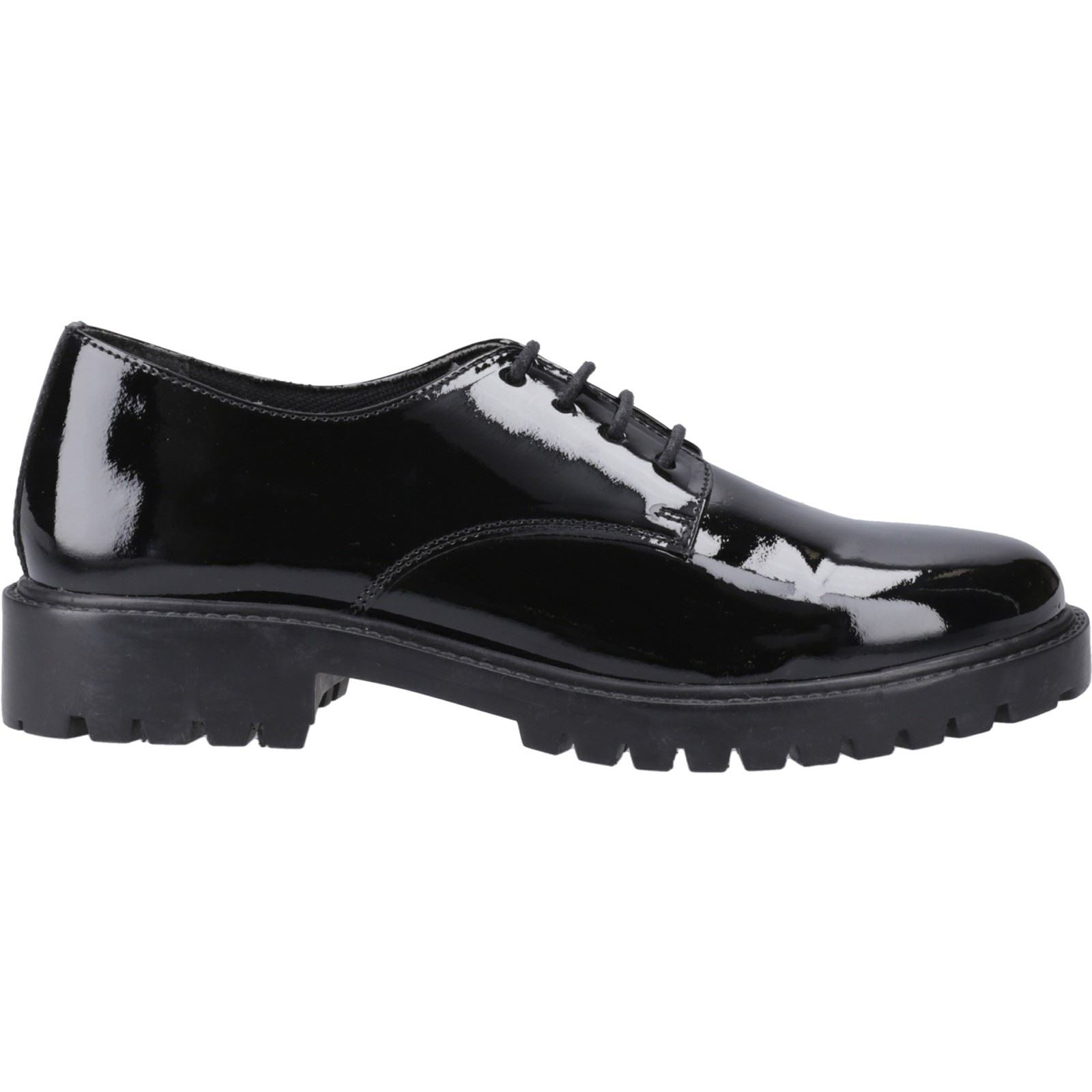 Hush Puppies Aubrey Chaussures Noires Derby En Cuir Pour Filles