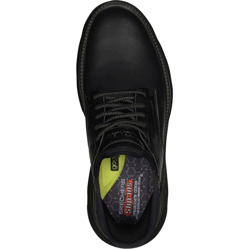 Skechers Garza Gervin Chaussures En Cuir Noir À Lacets Pour Hommes