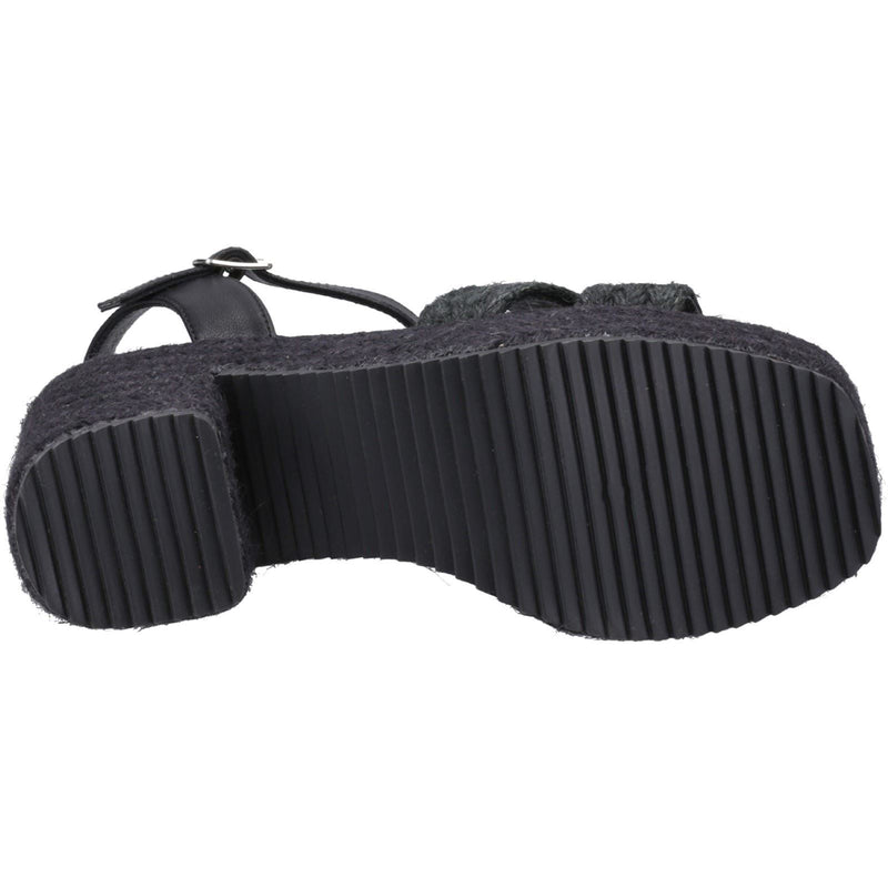 Hush Puppies Jamelia Espadrille Heel Sandales Noires Pour Femme En Textile