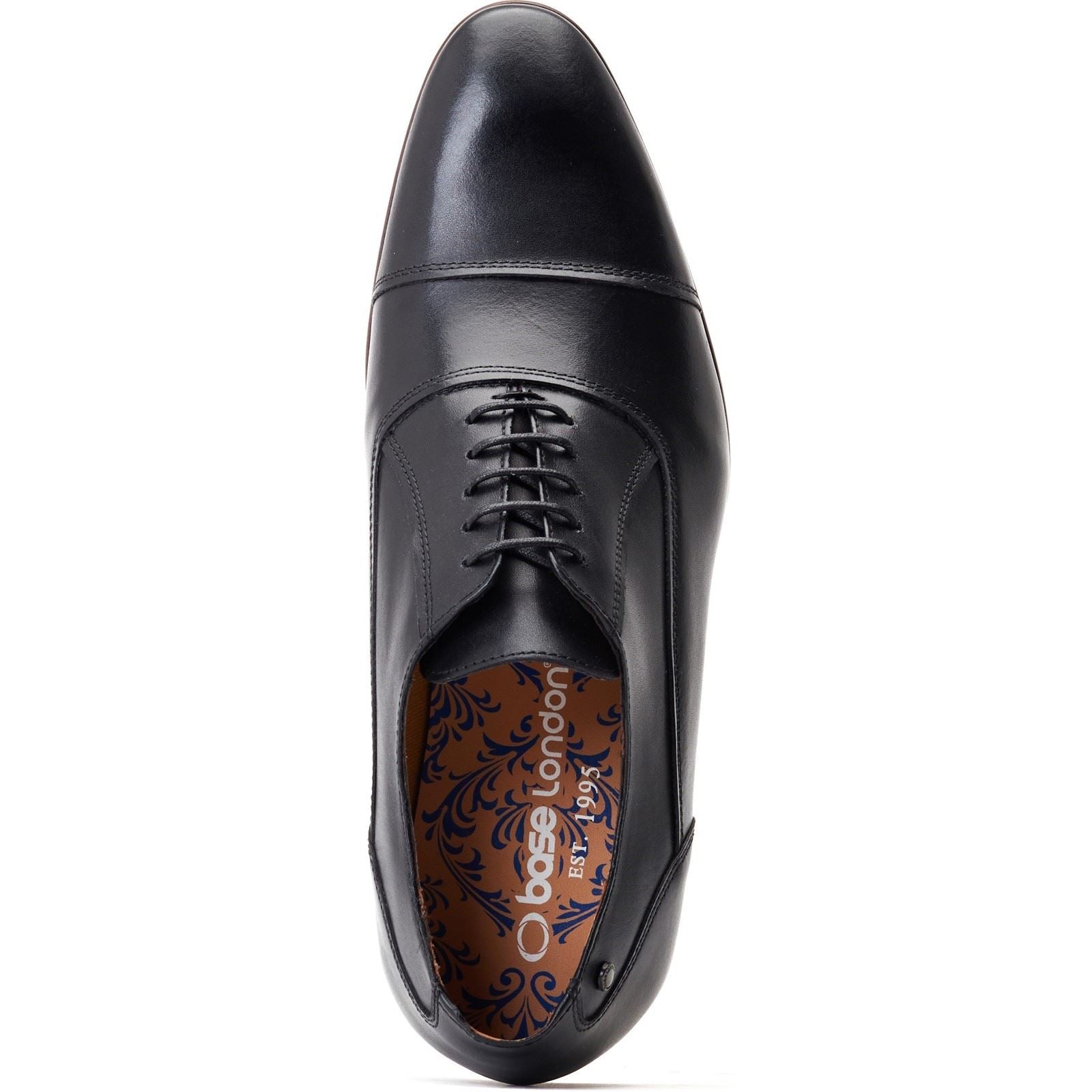 Base London Angelo Chaussures Oxford Noires En Cuir Pour Hommes