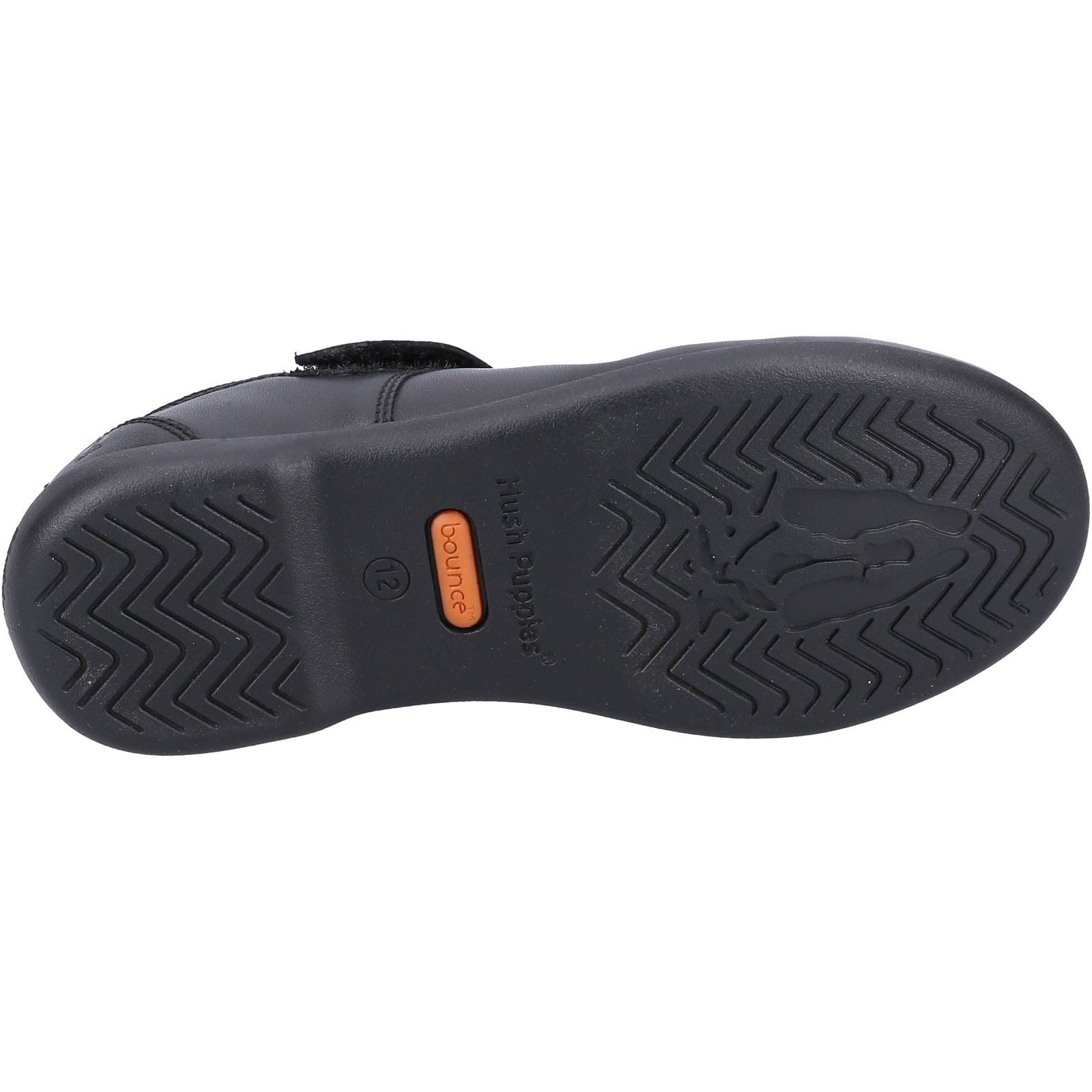 Hush Puppies Bianca JNR Chaussures Noires Pour Filles En Cuir