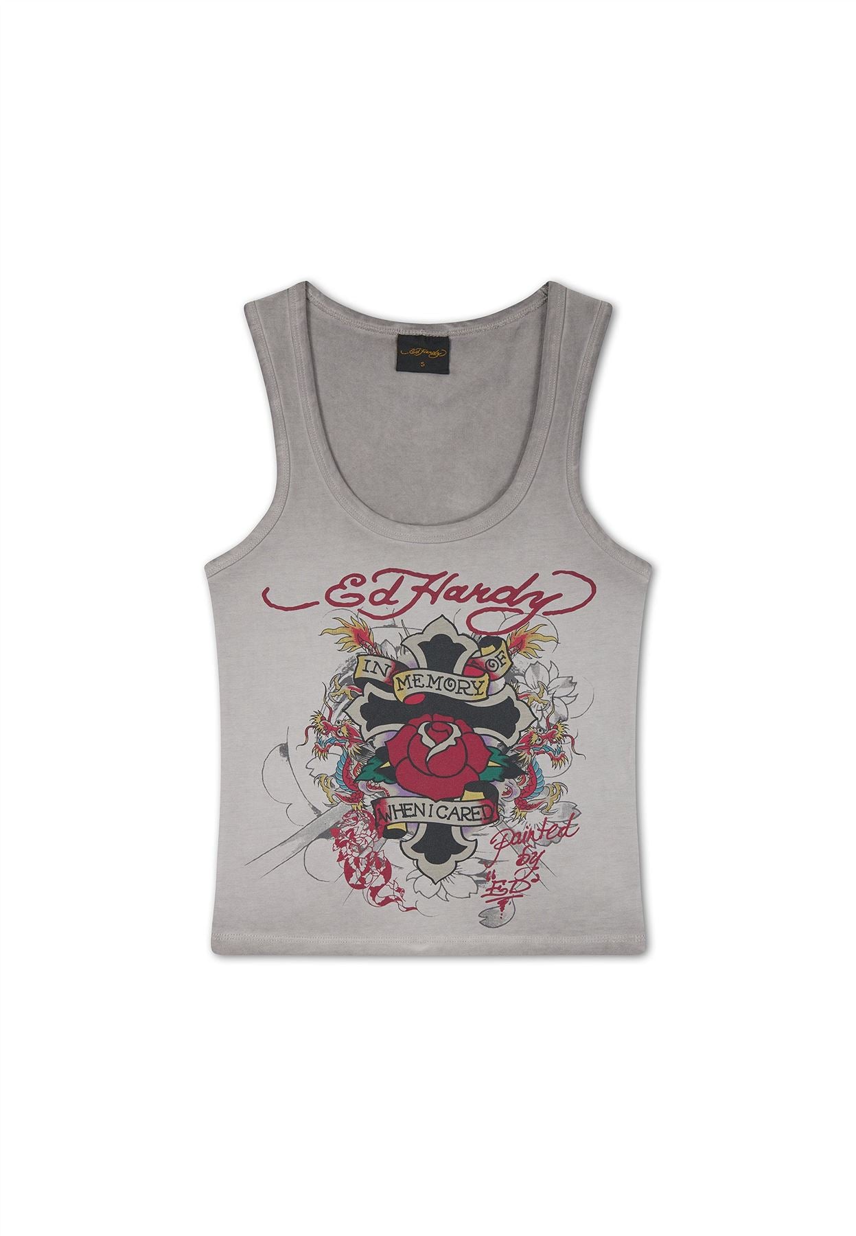 Ed Hardy In Memory of When I Cared Fitted T-Shirts Gris Pour Femmes