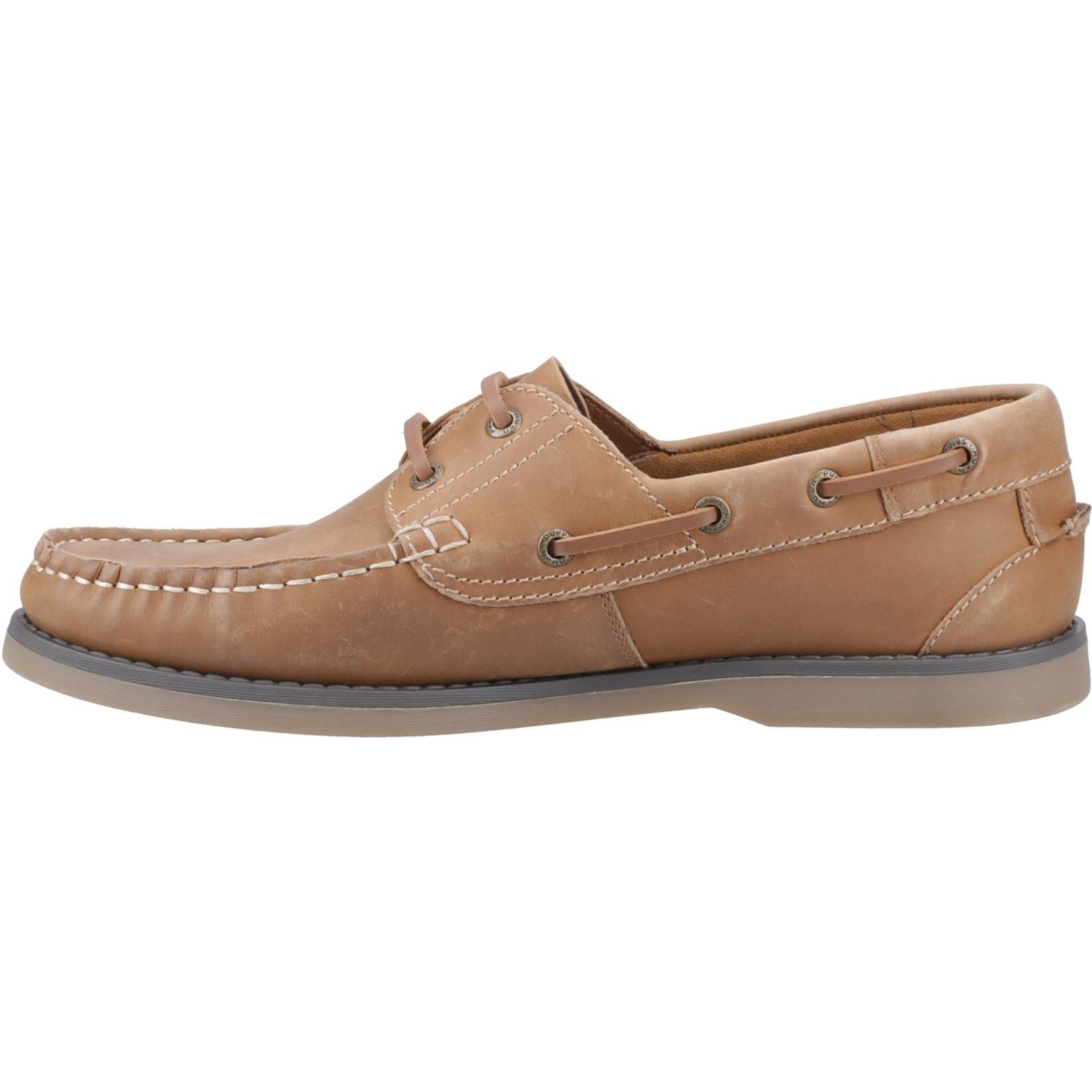 Hush Puppies Wilson Chaussures Bateau En Cuir Pour Hommes Couleur Tan