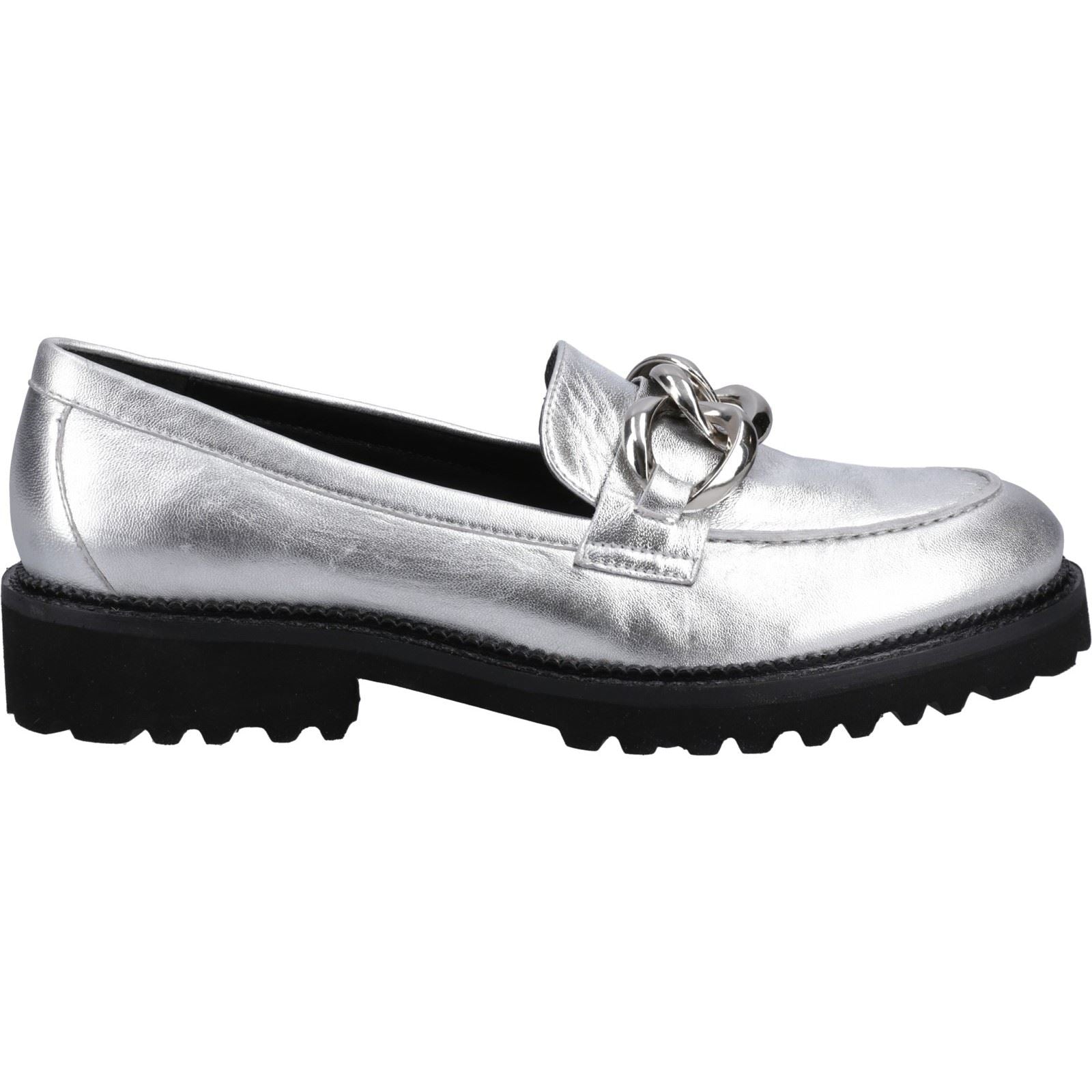 Hush Puppies Gianna Chaussures Plates Argentées Pour Femmes En Cuir